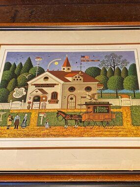 Vintage Charles Wysocki The Bird House Antique Framed Signed Print 16x20